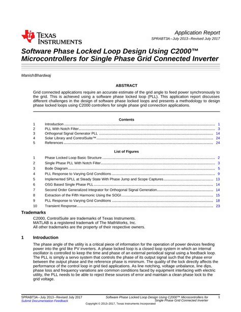Software PLL Design Using C2000 MCUs Single Phase Grid .